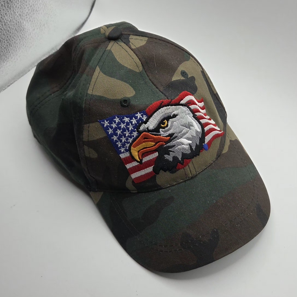 SWT USA Camouflage Baseball Cap American Flag and Eagle Embroidered USA NWOT